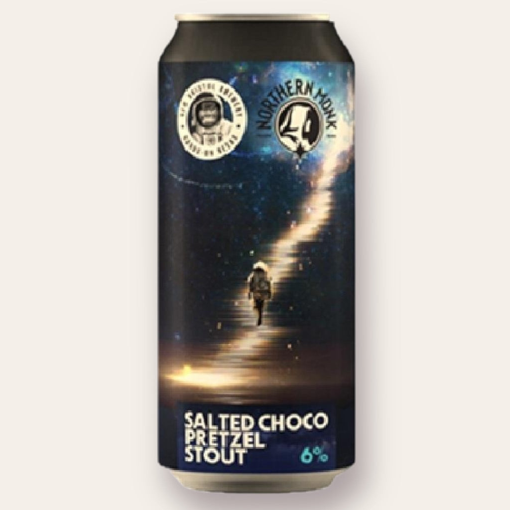A 440ml Canof Beer from New Bristol - Salted Choco Pretzel Stout | Pastry Stout - available from Grunting Growler Craft Beer)