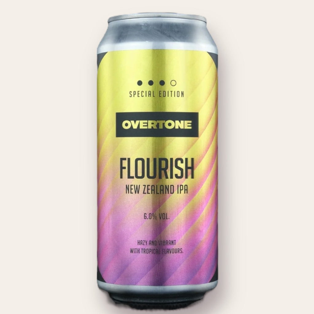 A 440ml Canof Beer from Overtone - Flourish | NZ IPA - available from Grunting Growler Craft Beer)