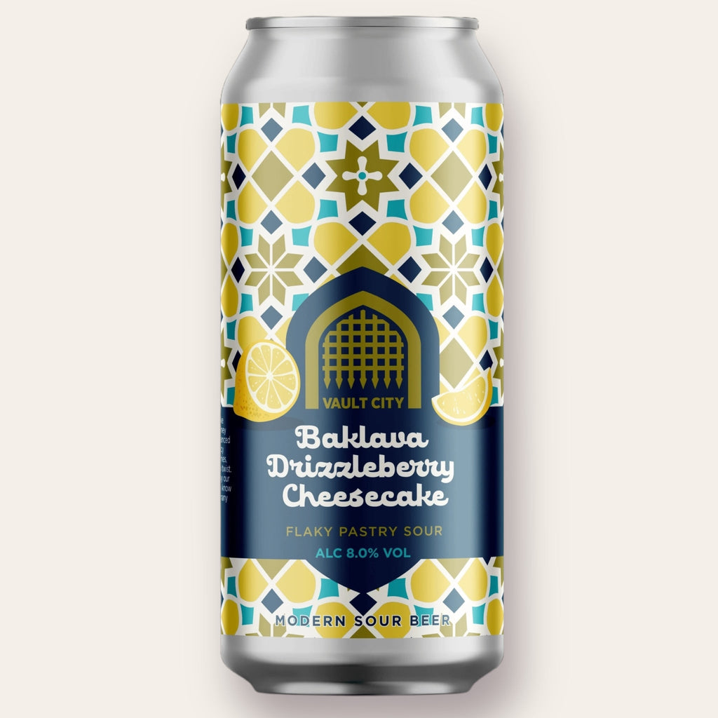 A 440ml Canof Beer from Vault City - Baklava Drizzleberry Cheesecake | Pastry Sour - available from Grunting Growler Craft Beer)