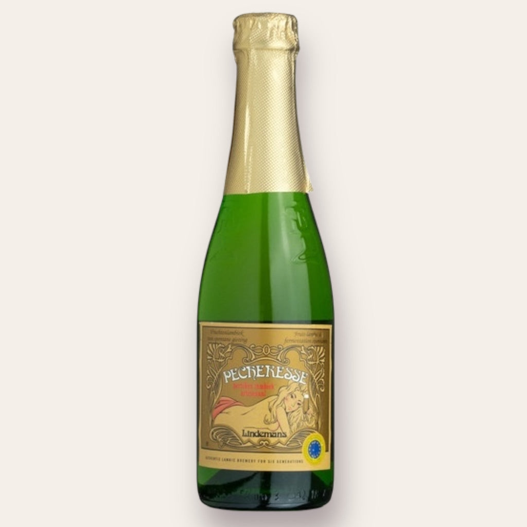 A 355ml Bottleof Beer from Lindemanns - Pecheresse | Lambic - available from Grunting Growler Craft Beer)