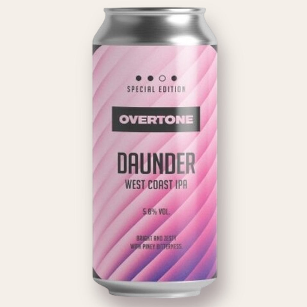A 440ml Canof Beer from Overtone - Daunder | West Coast IPA - available from Grunting Growler Craft Beer)