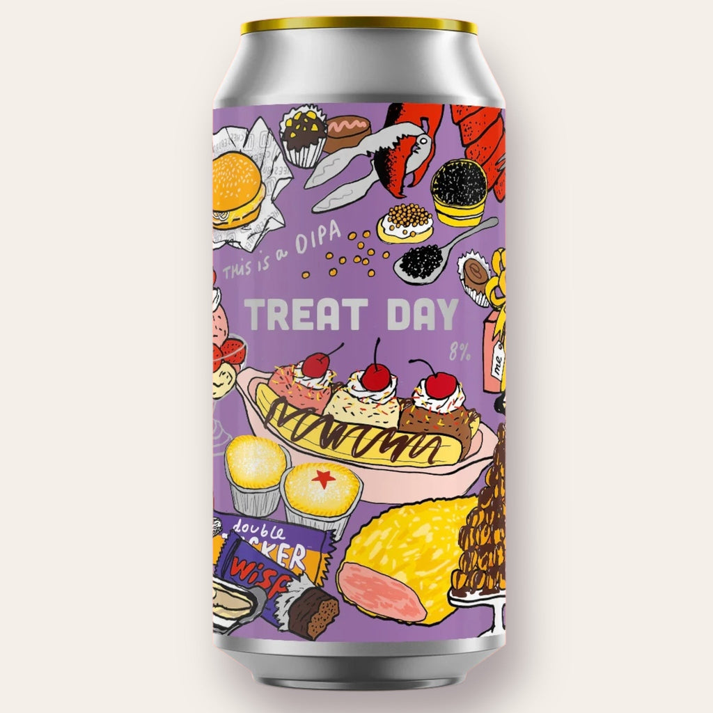 A 440ml Canof Beer from Pretty Decent - Treat Day | DIPA - available from Grunting Growler Craft Beer)