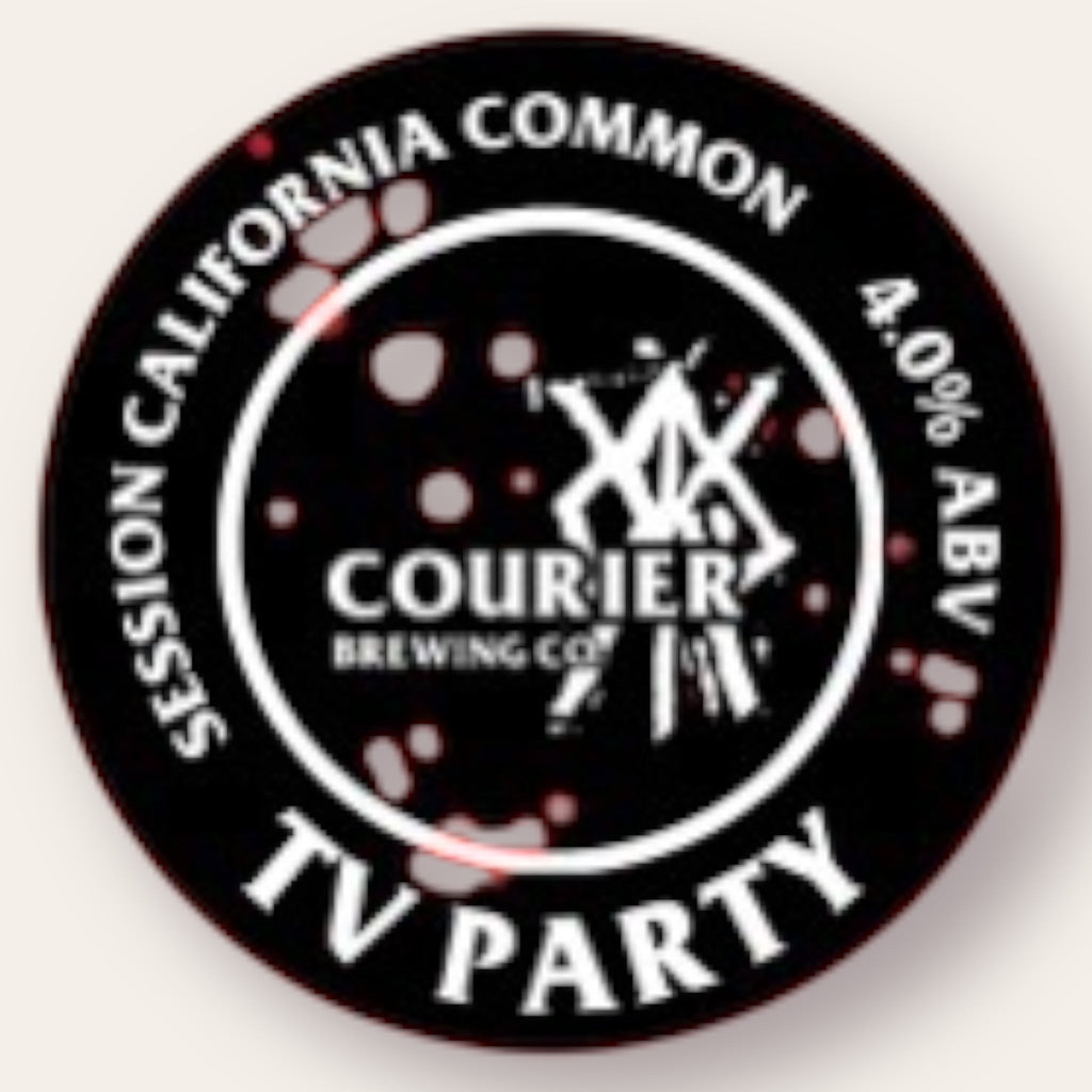 A 440ml Canof Beer from Courier Brewing - TV Party | Califonia Common - available from Grunting Growler Craft Beer)