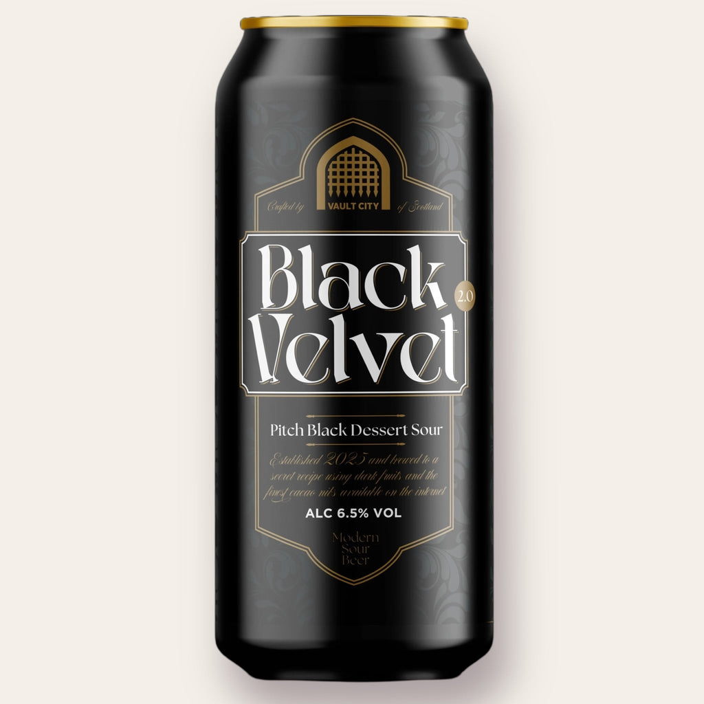 A 440ml Canof Beer from Vault City - Black Velvet | Pastry Sour - available from Grunting Growler Craft Beer)