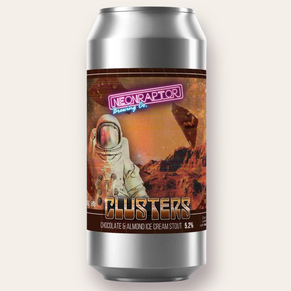 A 440ml Canof Beer from Neon Raptor Brewing Co - Clusters Chocolate & Almond Ice Cream | Milk Stout - available from Grunting Growler Craft Beer)