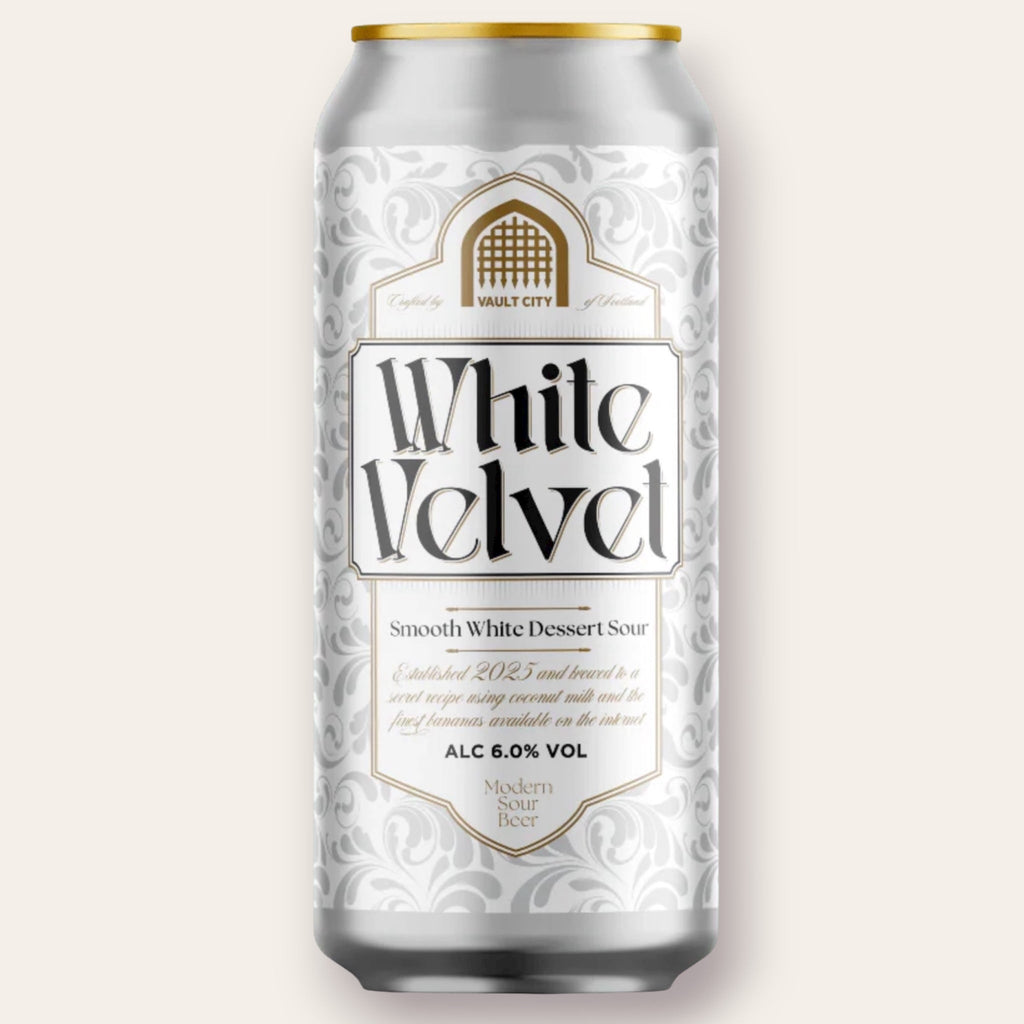 A 440ml Canof Beer from Vault City - White Velvet | Pastry Sour - available from Grunting Growler Craft Beer)