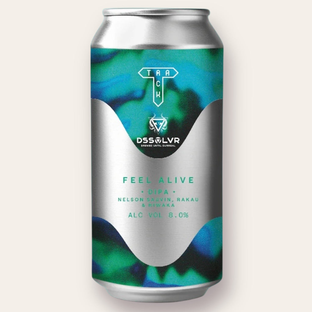 A 440ml Canof Beer from Track - Feel Alive (DSSOLVR Collab) | DIPA - available from Grunting Growler Craft Beer)