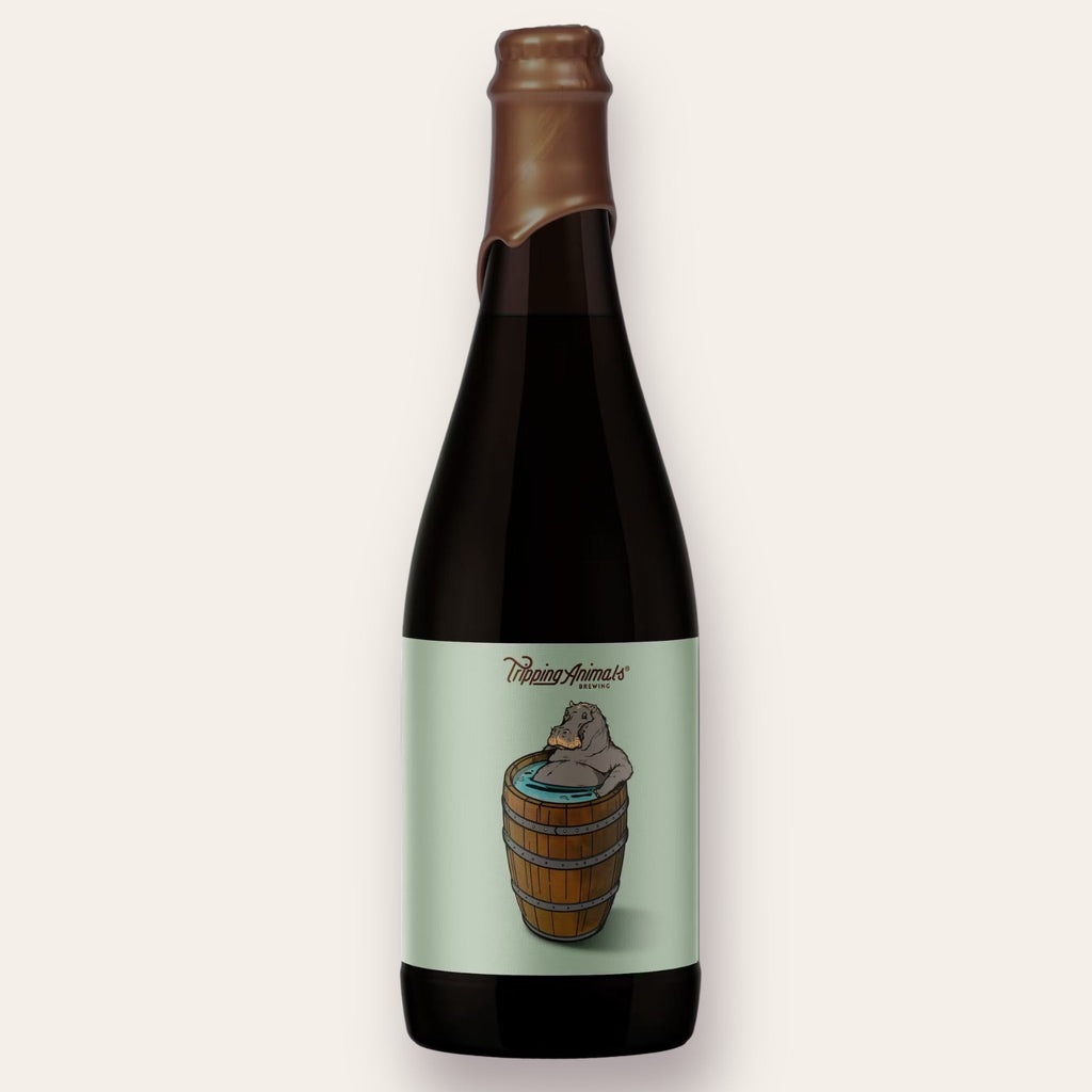 A 500ml Bottleof Beer from Tripping Animals - Never Dry | BA Imperial Stout - available from Grunting Growler Craft Beer)