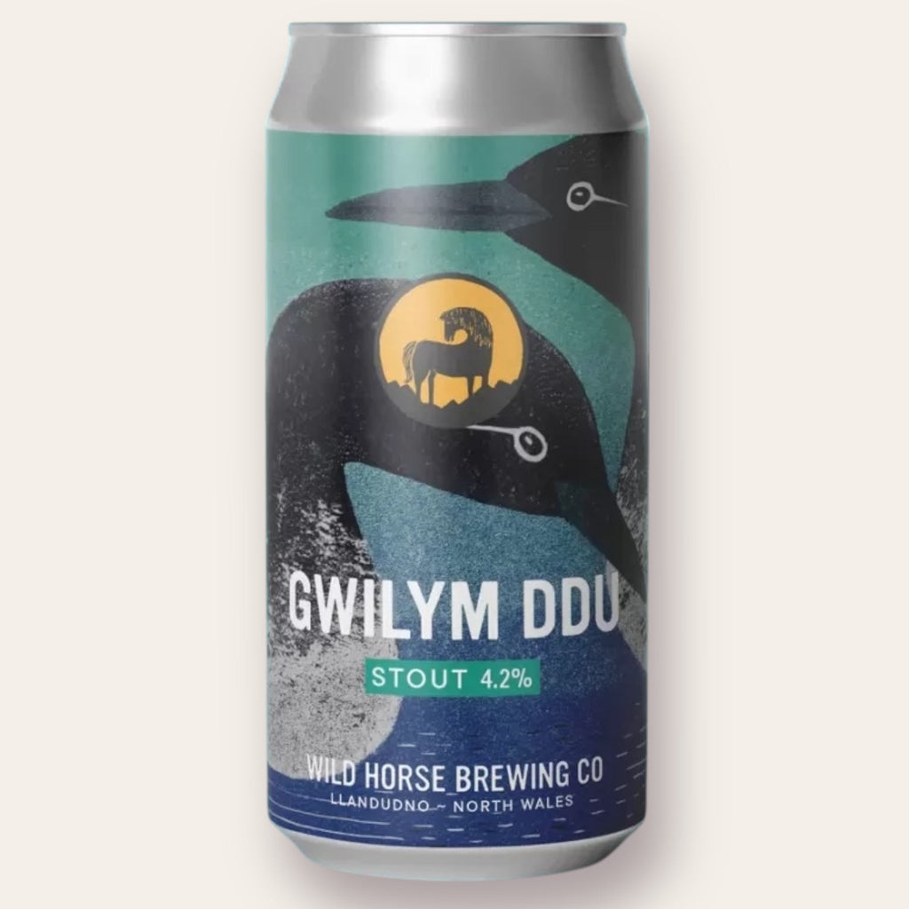 A 440ml Canof Beer from Wild Horse - Gwilym Ddu | Stout - available from Grunting Growler Craft Beer)