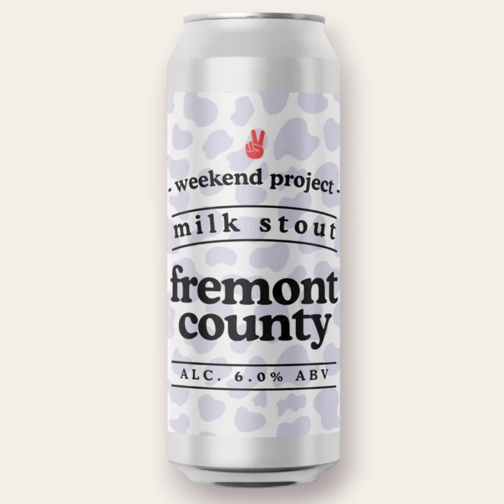 A 500ml Canof Beer from Weekend Project - Fremont County | Milk Stout - available from Grunting Growler Craft Beer)