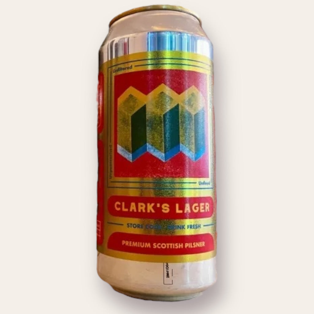 A 440ml Canof Beer from Dookit - Clark's Lager | Pilsner 440ml can - available from Grunting Growler Craft Beer)