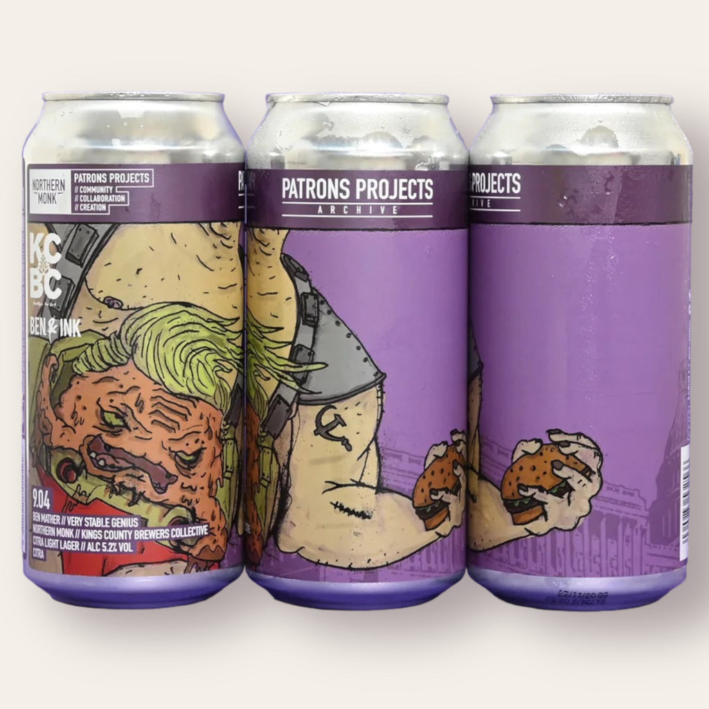 Buy Northern Monk - 9.04 PATRONS ARCHIVE // BEN MATHER // KING'S COUNTY BREWER'S COLLECTIVE // VERY STABLE GENIUS // CITRA LIGHT LAGER | Free Delivery